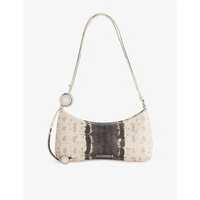 Jacquemus Curved Textured Shoulder Bag With Metallic Embellishments In Multi