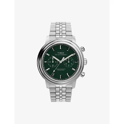 Timex Mens Green Tw2y23600 Waterbury Metropolitan Chronograph Stainless-steel Bracelet Watch In Green