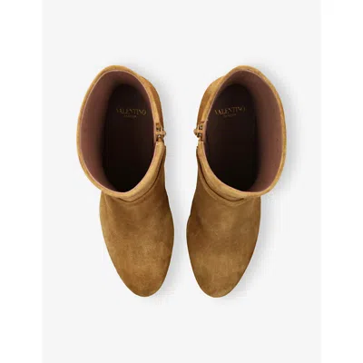 Valentino 75mm Leather Ankle Boots In Brown