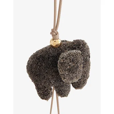 Loewe Womens Grey Elephant Raffia And Leather Charm In Brown