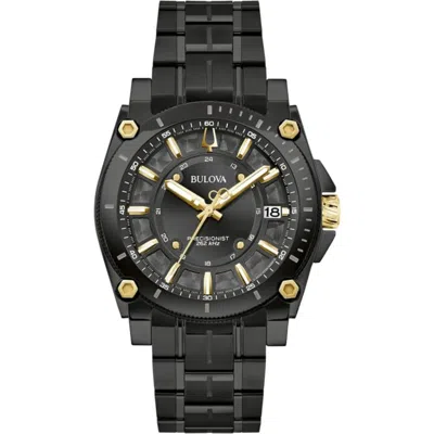 Bulova Luxury Icon Mens Black Stainless Steel Bracelet Watch 98b408 In Black