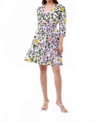 Beyond By Vera Heidi Mini Dress In Tuscan Gardens Iris In White