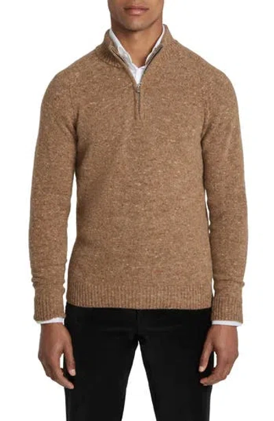 Jack Victor Canora Lambswool Blend Half Zip Pullover In Brown