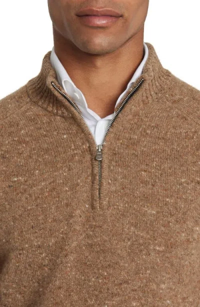 Jack Victor Canora Lambswool Blend Half Zip Pullover In Brown