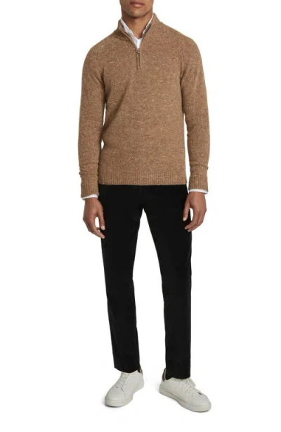 Jack Victor Canora Lambswool Blend Half Zip Pullover In Brown