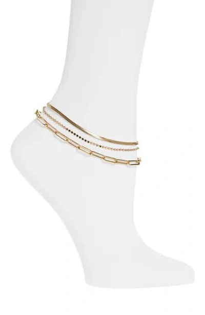Nordstrom Rack Set Of 3 Fancy Chain Anklets In Gold