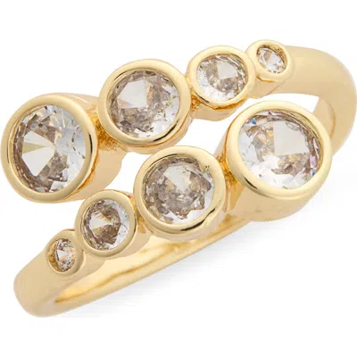 Nordstrom Rack Bezel Round Cubic Zirconia Bypass Ring In Gold