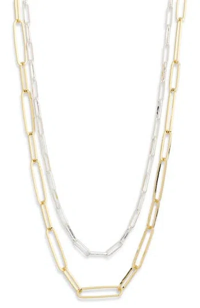 Nordstrom Rack Set Of Two Mixed Chain Necklaces In Gold