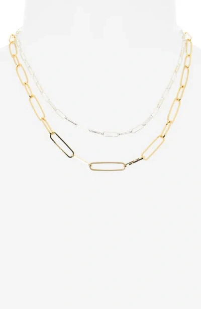 Nordstrom Rack Set Of Two Mixed Chain Necklaces In Gold