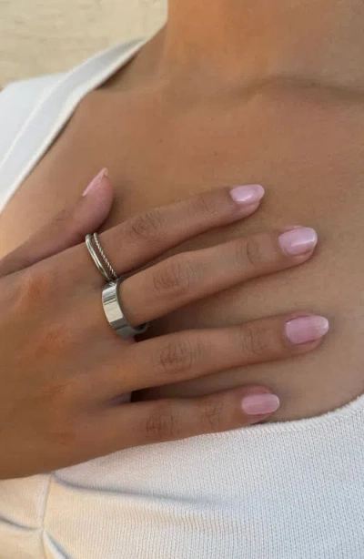 Adornia Plated Stainless Steel Tarnish-resistant 3-ring Ring Set In White