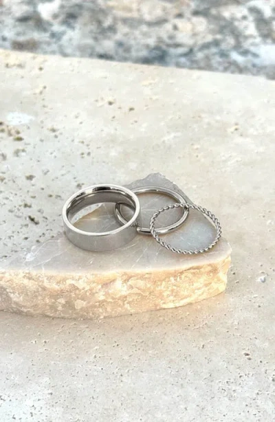 Adornia Plated Stainless Steel Tarnish-resistant 3-ring Ring Set In White