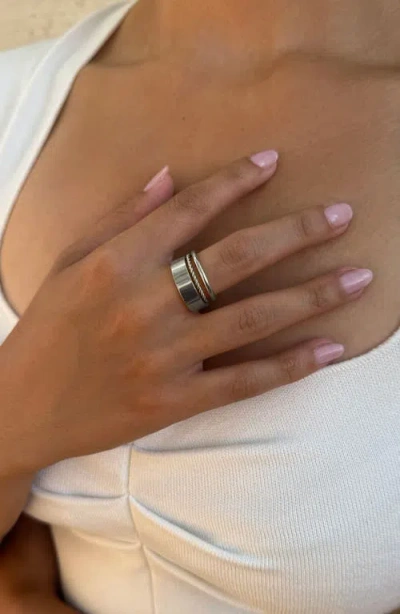 Adornia Plated Stainless Steel Tarnish-resistant 3-ring Ring Set In White