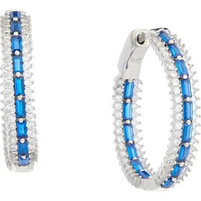 Juvell Cubic Zirconia Inside Out Hoop Earrings In Blue