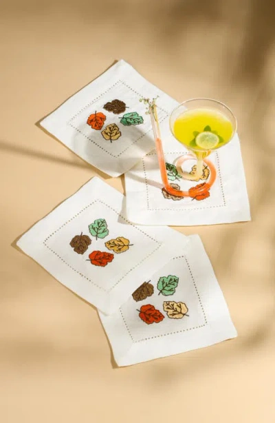 Tiramisu Set Of 4 Autumn Color Palette Cocktail Napkins In Multi