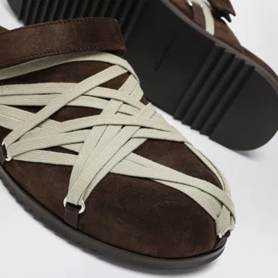 Rick Owens Brown Megalance Mule Granolas In Suede In Brown