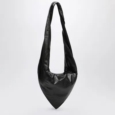 Lemaire Scarf Bag In Black/brown Leather In Black