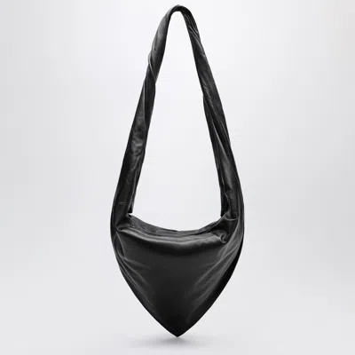 Lemaire Scarf Bag In Black/brown Leather In Black