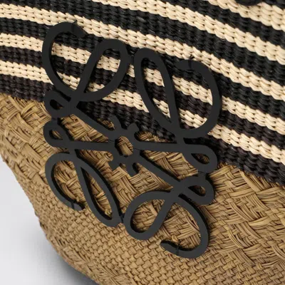 Loewe Large Anagram Basket Bag In Iraca Palm And Leather In Black