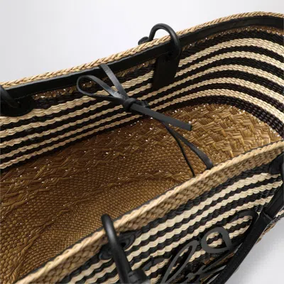 Loewe Large Anagram Basket Bag In Iraca Palm And Leather In Black