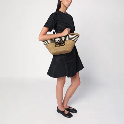 Loewe Medium Anagram Basket Bag In Iraca Palm And Leather Women In Black
