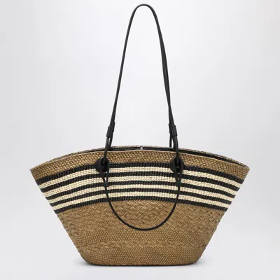 Loewe Medium Anagram Basket Bag In Iraca Palm And Leather Women In Black