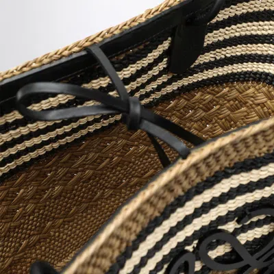 Loewe Medium Anagram Basket Bag In Iraca Palm And Leather Women In Black