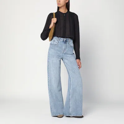 Isabel Marant Étoile Noeline Blouse Viscose Crepe Sheer Pleated In Black