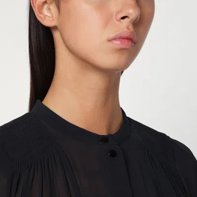 Isabel Marant Étoile Noeline Blouse Viscose Crepe Sheer Pleated In Black