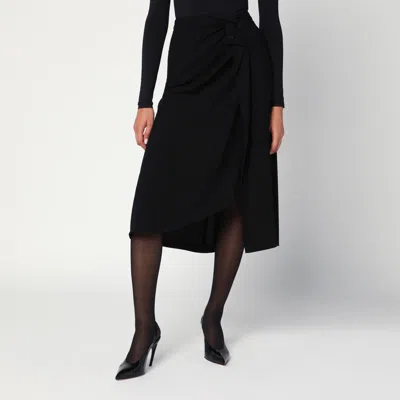 Balenciaga Draped Black Skirt In Crêpe In Black