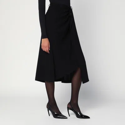 Balenciaga Draped Black Skirt In Crêpe In Black