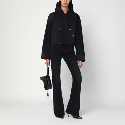 Balenciaga Cropped Jacket With Hood In Black In Black