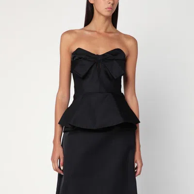 Alexander Mcqueen Black Corset Top In Silk Blend In Black