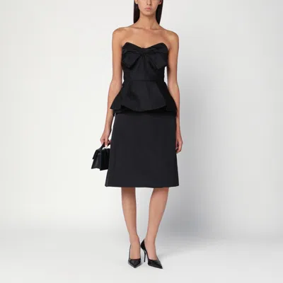 Alexander Mcqueen Black Corset Top In Silk Blend In Black