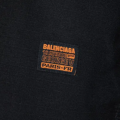 Balenciaga Cropped Jacket With Hood In Black In Black