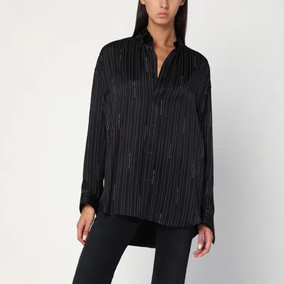 Balenciaga Pinstriped Black Button-down Shirt In Black