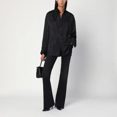 Balenciaga Pinstriped Black Button-down Shirt In Black