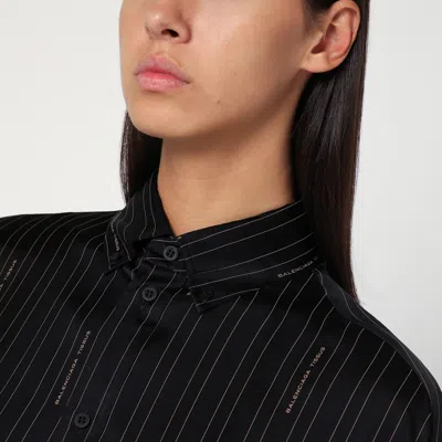 Balenciaga Pinstriped Black Button-down Shirt In Black