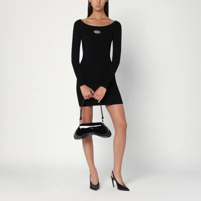 Diesel Black U Neck Dress With D-logo In Black