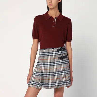 Burberry Bordeaux Wool Polo Shirt In Brown