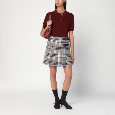 Burberry Bordeaux Wool Polo Shirt In Brown