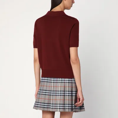 Burberry Bordeaux Wool Polo Shirt In Brown