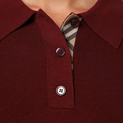 Burberry Bordeaux Wool Polo Shirt In Brown
