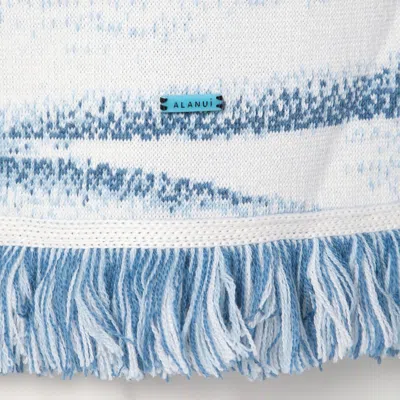 Alanui White/blue Silent Rider Cardigan In Wool In White