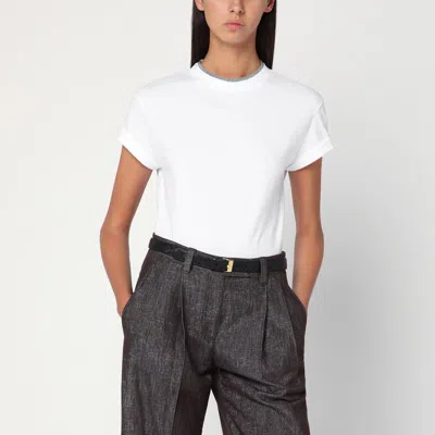Brunello Cucinelli Jersey Cotton T-shirt With Superimposed Effect In White