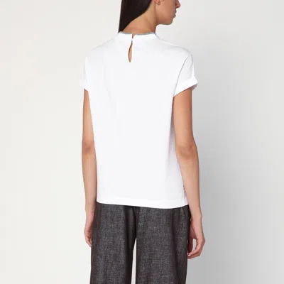 Brunello Cucinelli Jersey Cotton T-shirt With Superimposed Effect In White