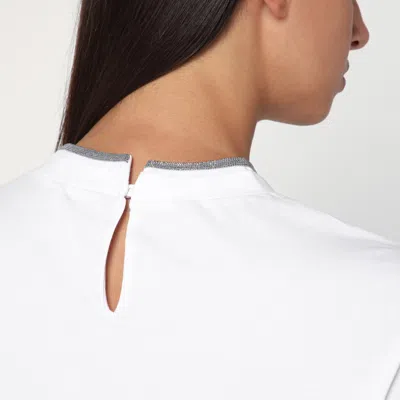 Brunello Cucinelli Jersey Cotton T-shirt With Superimposed Effect In White