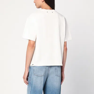 Golden Goose Oversized T-shirt With Black Rose Graphic And Metallic Stars In White