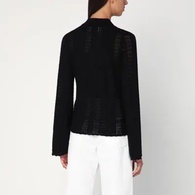Loulou Studio Black Polo Shirt In Wool And Cashmere Blend In Black