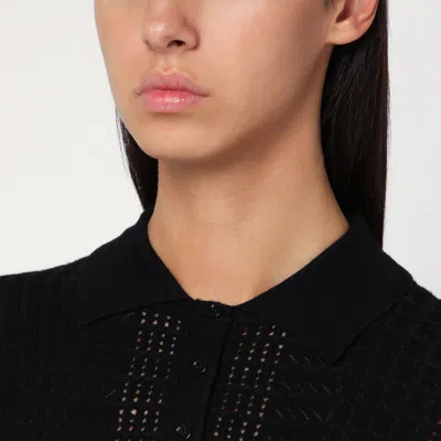 Loulou Studio Black Polo Shirt In Wool And Cashmere Blend In Black