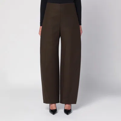 Alaïa Wide Olive Green Trousers In Green
